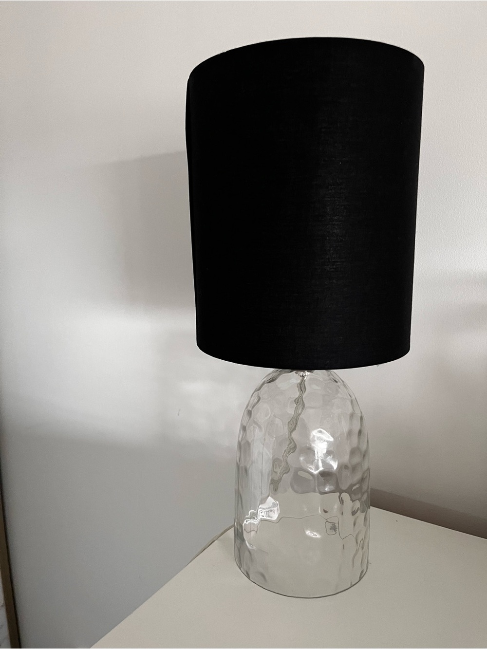 Clear Textured Glass Table Lamp with Black Shade - Home Accents Decor